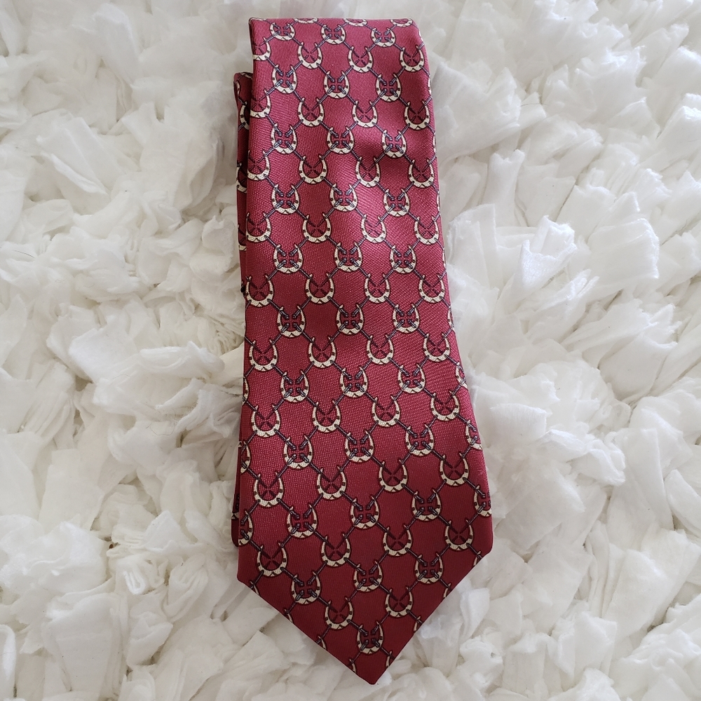 HERMES PARIS VINTAGE HORSESHOE SILK TIE - Picture 13 of 13